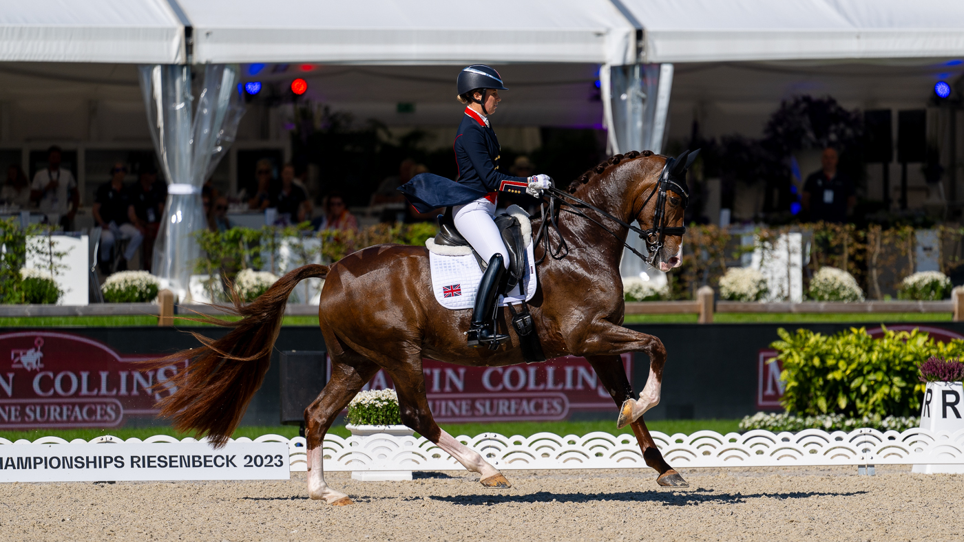 Charlotte Dujardin and Imhotep in the grand prix at the European Dressage Championships