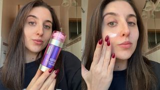 Marisa Petrarca using Strivectin Hydration Multiplier Hyaluronic Acid Serum