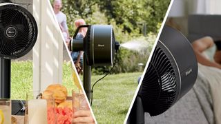 Shark FlexBreeze fan in three different summery scenarios