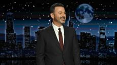 Jimmy Kimmel delivers his monologue during a screen capture of ‘Jimmy Kimmel Live!’.