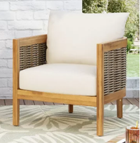 GDF Studio Morrow Cushioned Acacia Wood Outdoor Lounge Chair - Set of 2 - Beige | $637.86