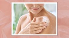 model applying retinol body moisturiser to her skin