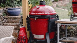 A red Kamado Joe grill 