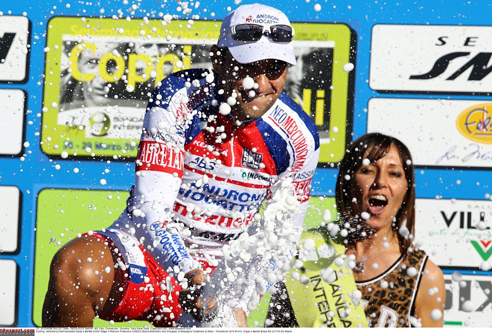 Francesco Chicchi (Androni-Giocattoli) celebrates his stage 3 victory