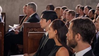 Steven and Belly sitting at the funeral in The Summer I Turned Pretty season 2