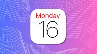 The Apple Calendar app icon against a blue and pink background