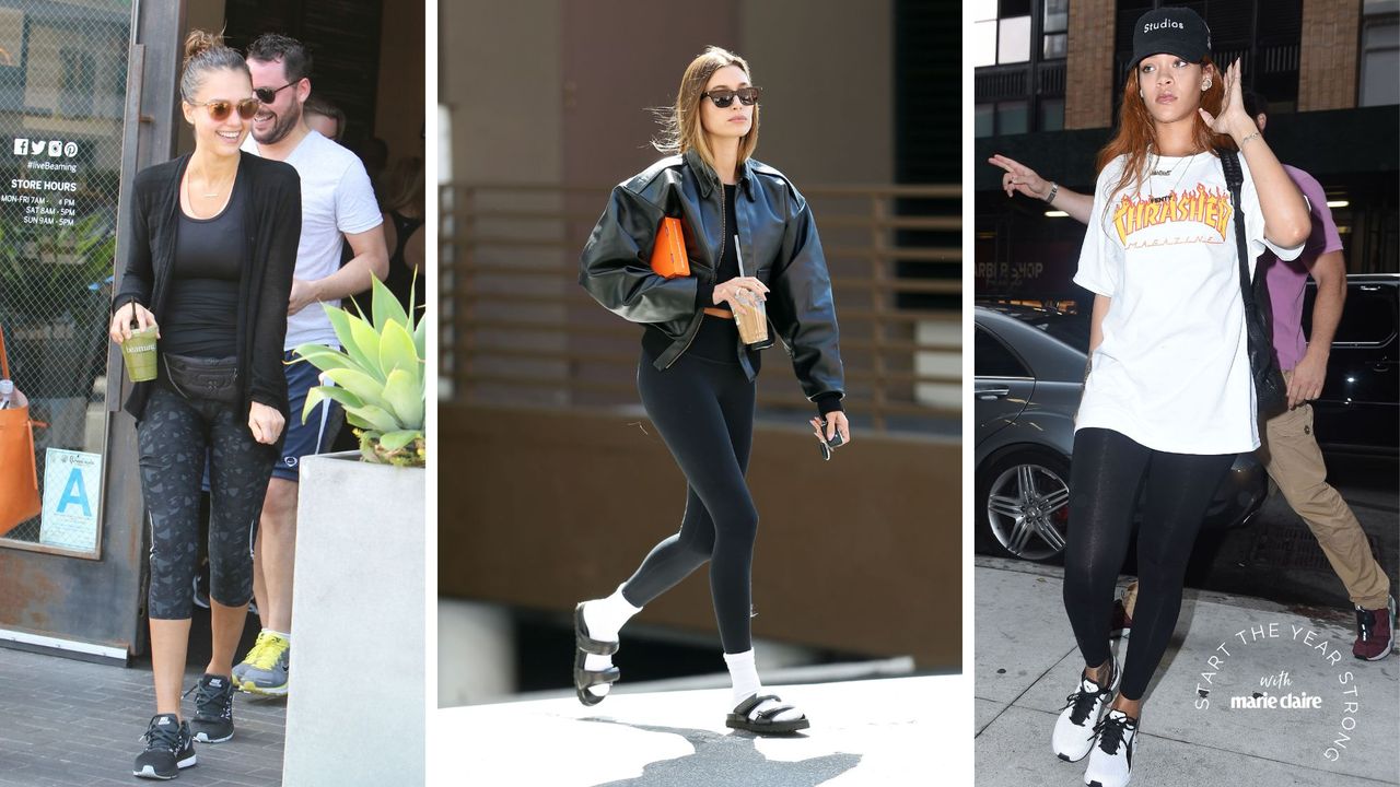 Yoga for relaxation: Three celebrities leaving a yoga studio