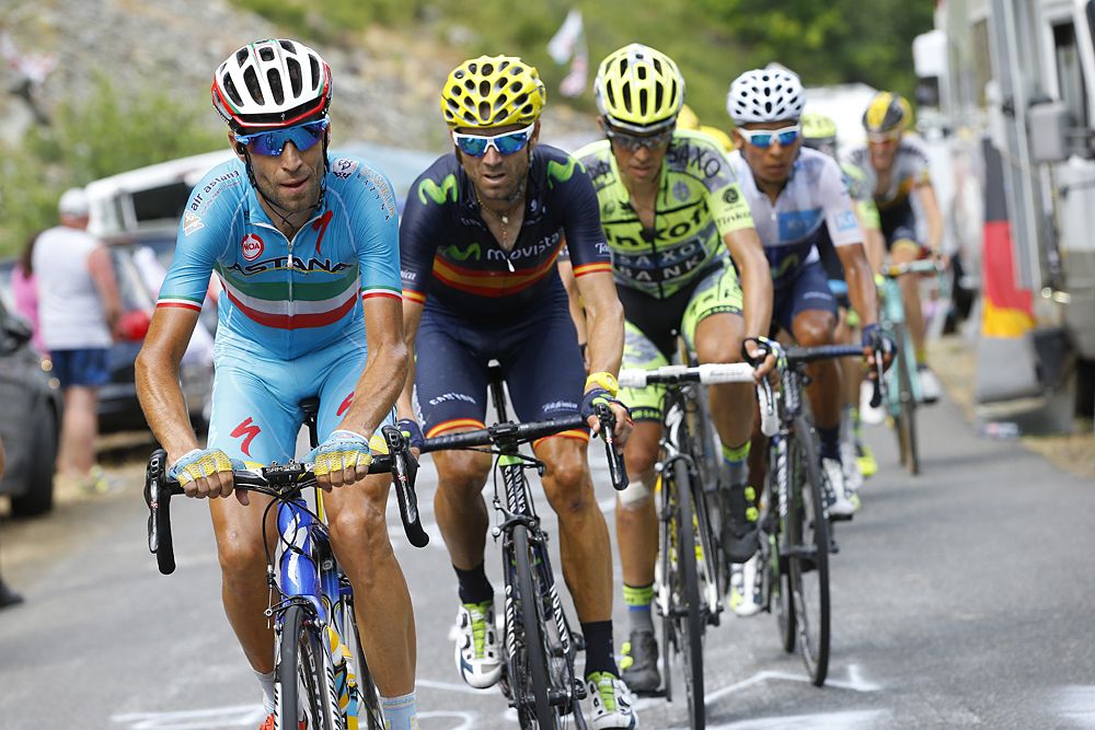 Vincenzo Nibali (Astana) leads the group