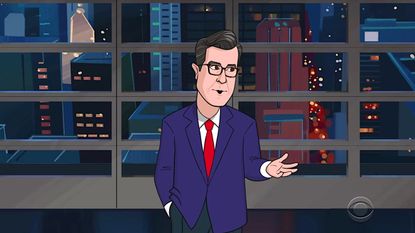 Cartoon Stephen Colbert hosts The Late Show