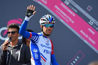 Thibaut Pinot waves to the crowd