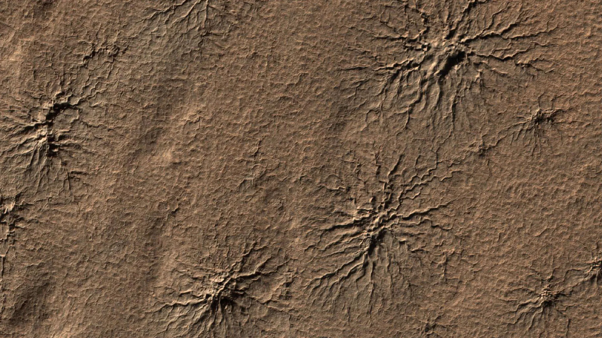 recreation of what it would look like on Mars' surface after sublimation takes place with the ice near some of the northern geysers