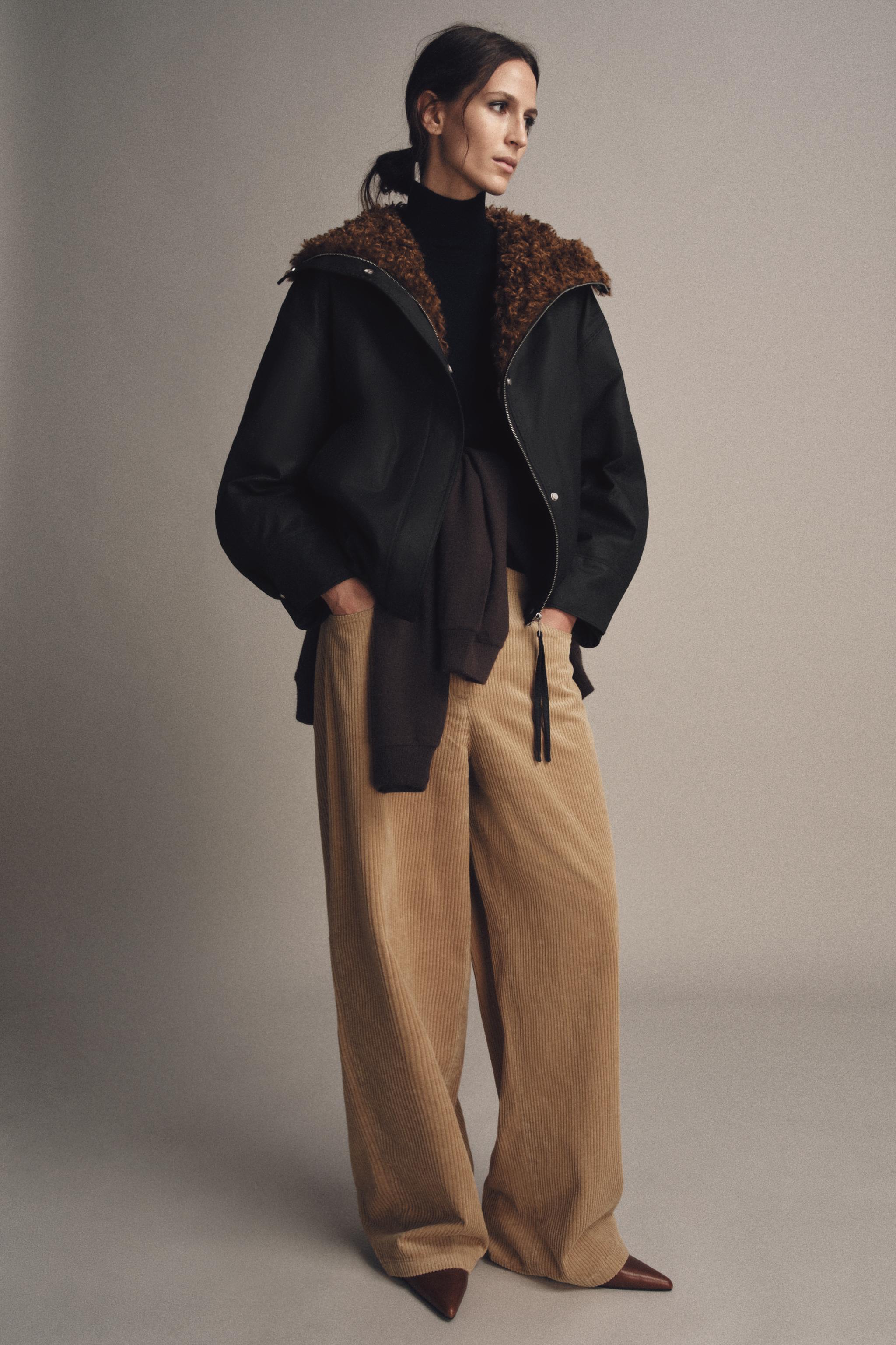 Zw Collection Wide Leg Corduroy Pants