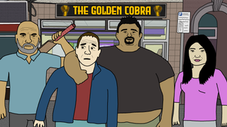 Still from the animated sitcom "The Golden Cobra"