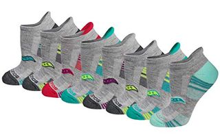 Saucony Women's Rundry Performance Heel Tab Athletic Socks, Available in S-L (8, 16, 24, Grey Assorted (8 Pairs), Medium