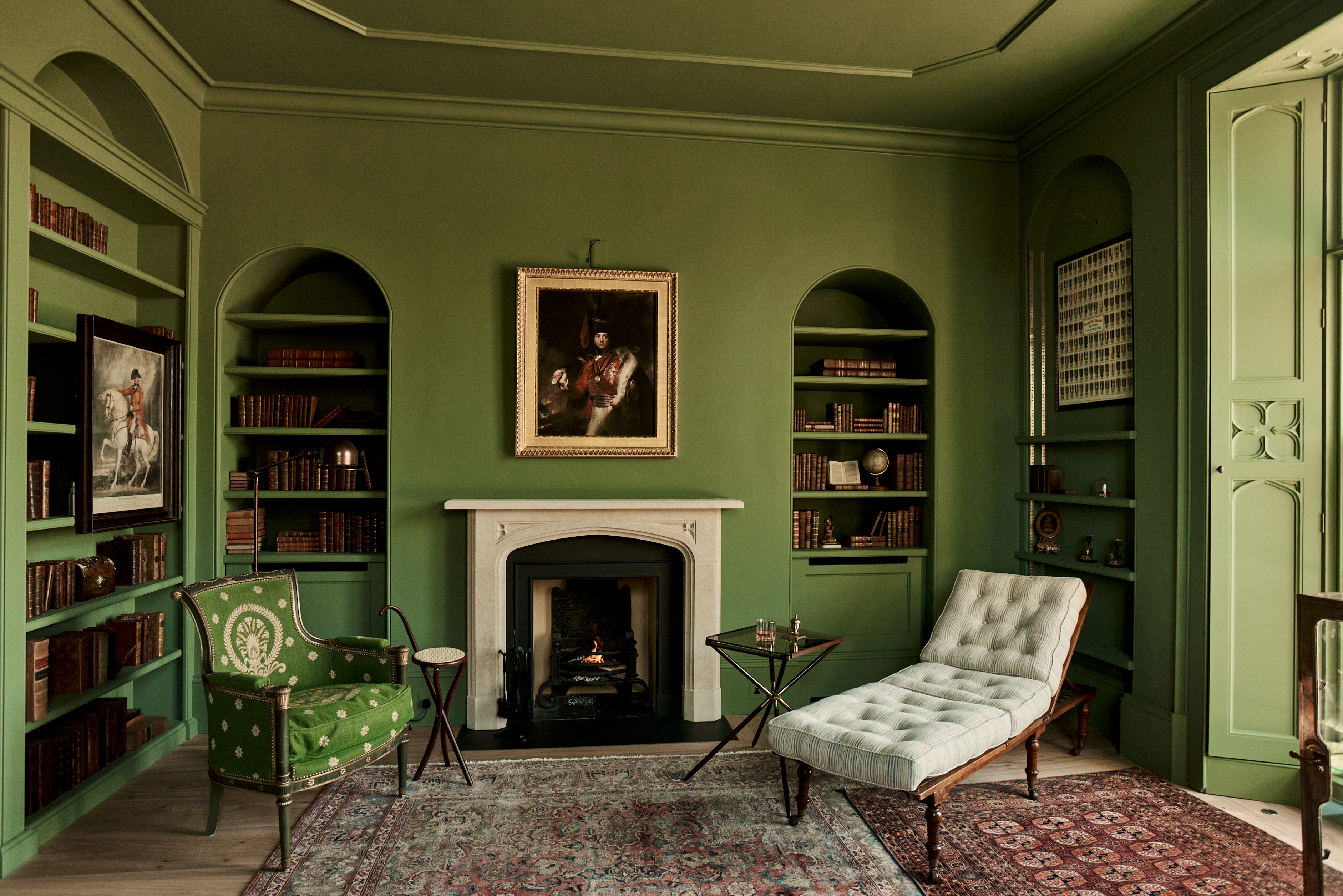 view of a bucolic british country house with a verdant colour palette