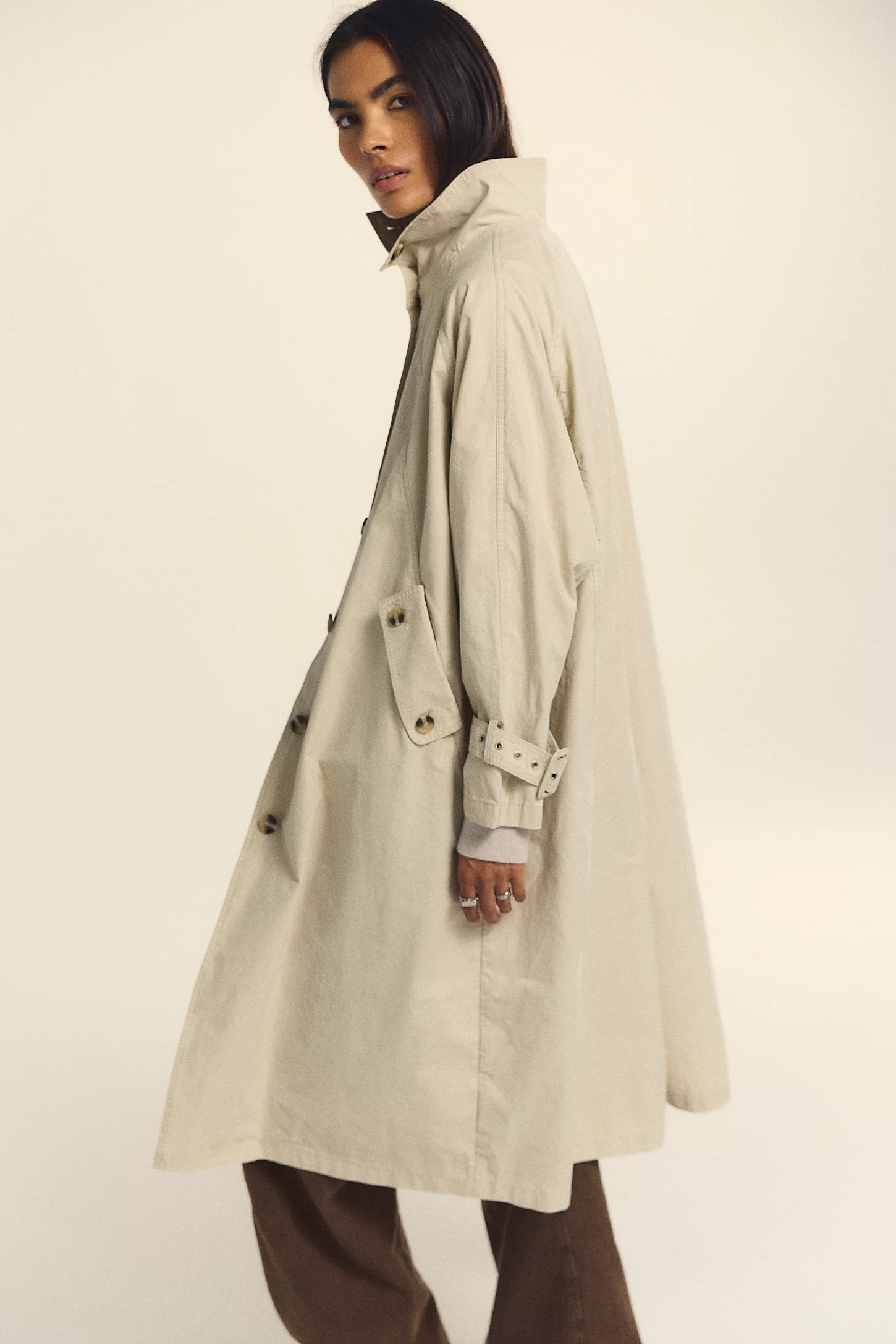 Free People, We the Free Drop Down Washed Funnel-Neck Trench