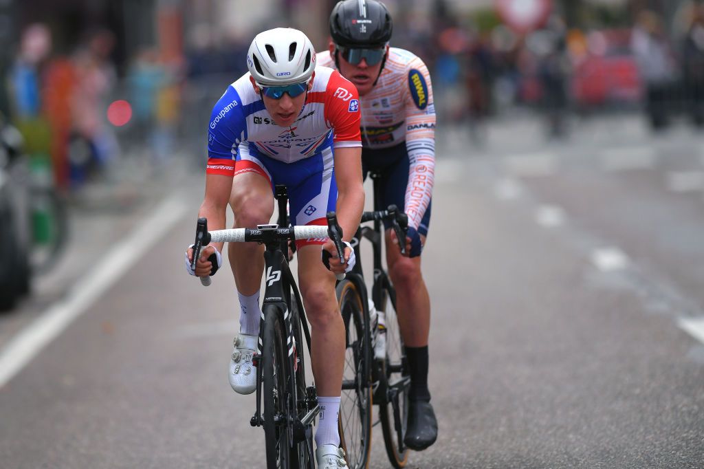 SCHOTEN BELGIUM OCTOBER 14 Lewis Askey of United Kingdom and Team Groupama FDJ Piotr Havik of Netherlands and Team Riwal Securitas Breakaway during the 108th Scheldeprijs 2020 a 1733km stage from Schoten to Schoten Scheldeprijs FlandersClassic SP20 on October 14 2020 in Schoten Belgium Photo by Luc ClaessenGetty Images