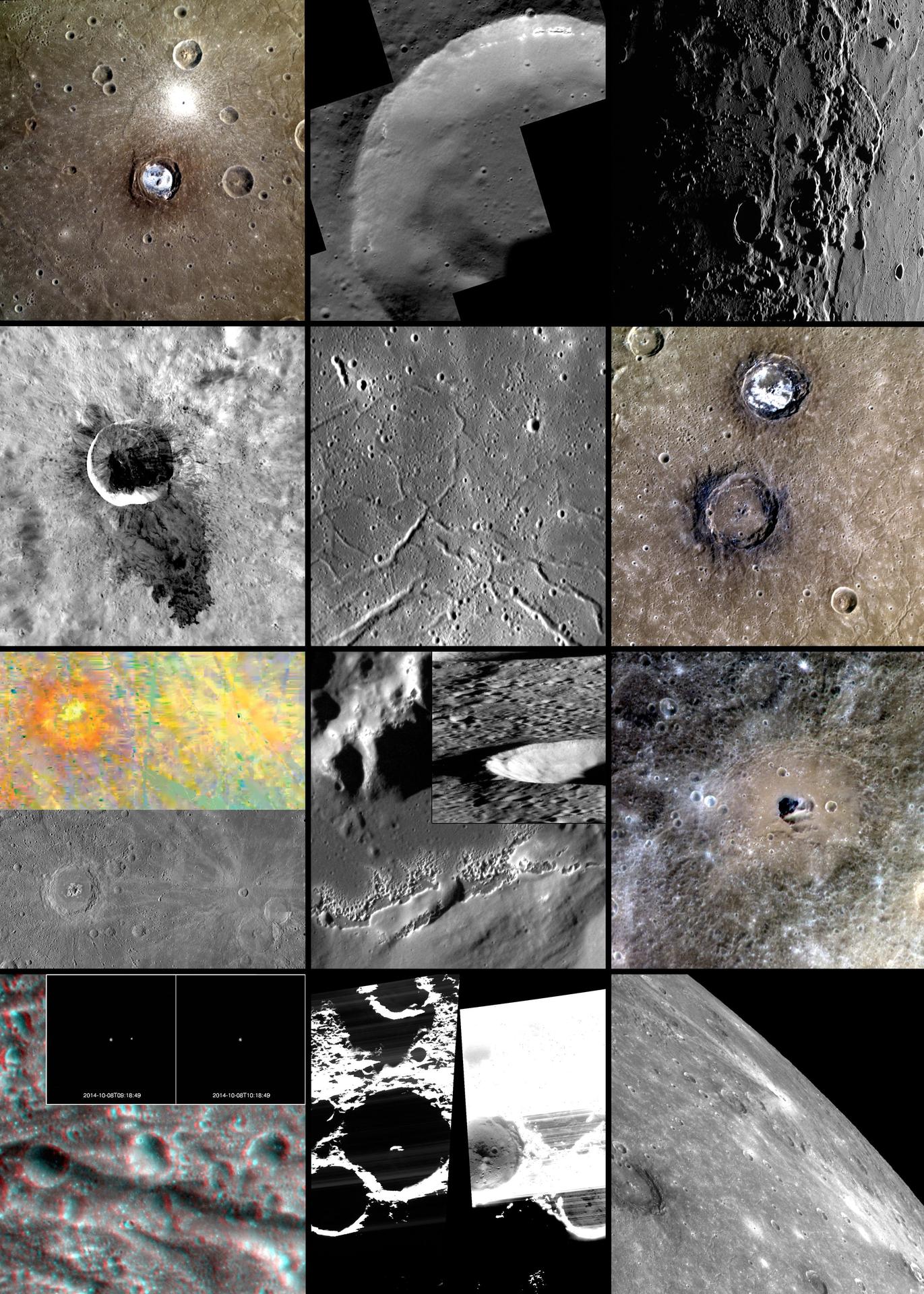 A series of images of the surface of Mercury from space.