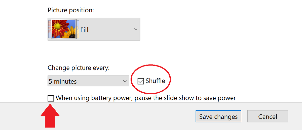 How to set Slideshow to every 10 seconds and enable shuffle in Windows