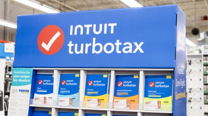 A TurboTax display is seen at a store in Brooklyn, New York, in 2024.