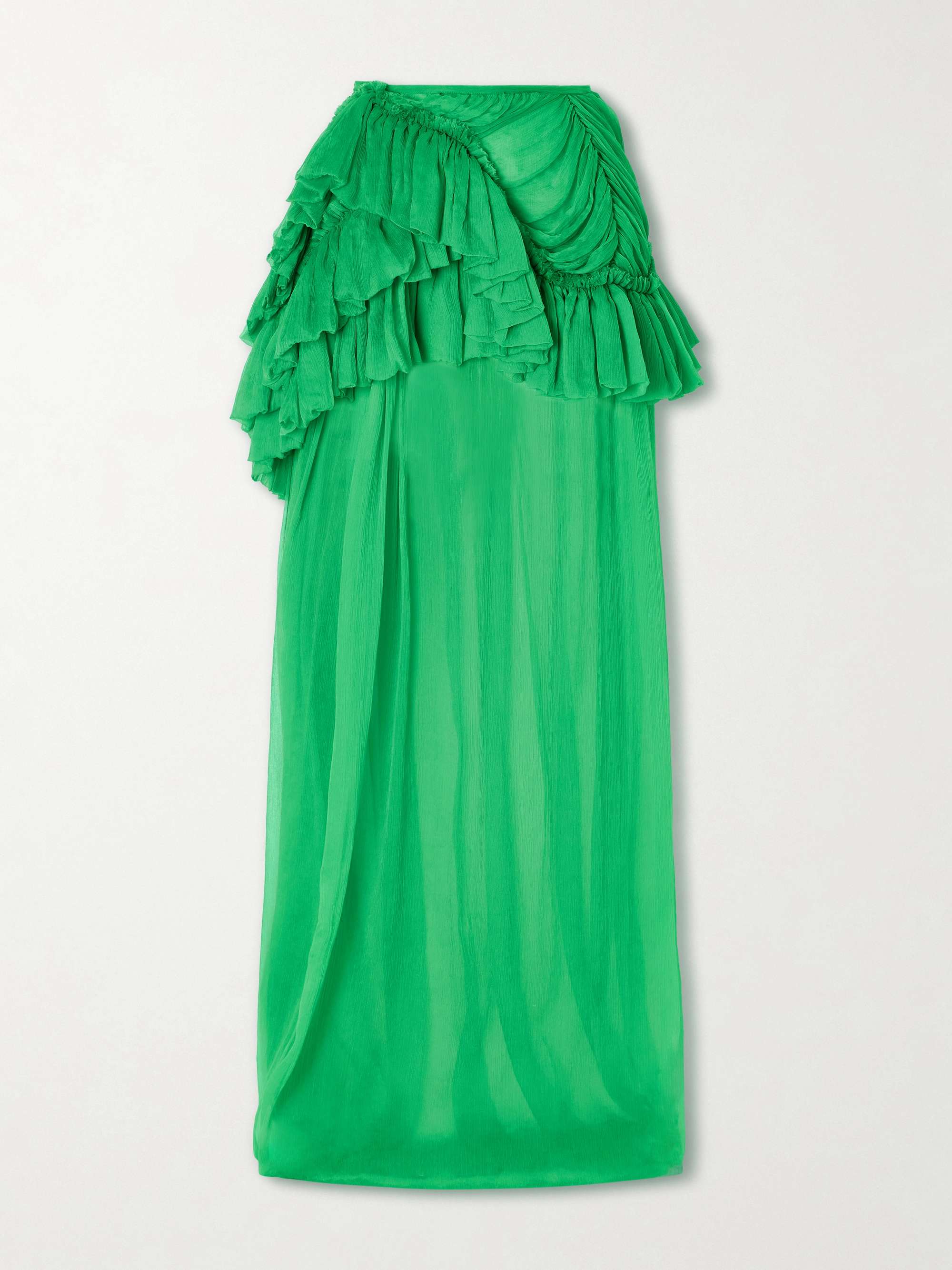 Shelby Ruffled Silk-Chiffon Maxi Skirt