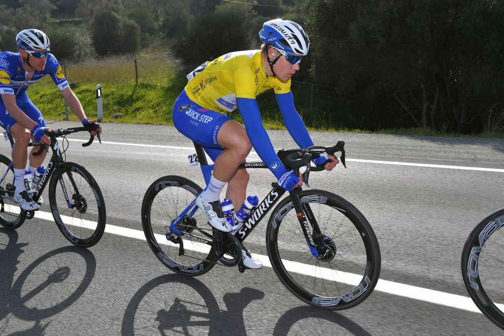 Fabio Jakobsen in the race leader's jersey in Algarve