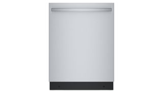 A Bosch stainless steel dishwasher on a white background