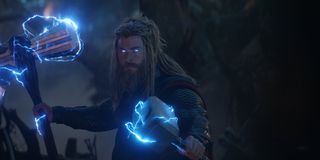 Thor dual-wielding his hammers in Avengers: Endgame