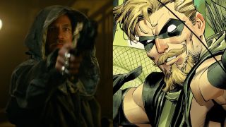 Charlie Hunnam in Rebel Moon and DC Comics artwork of Green Arrow