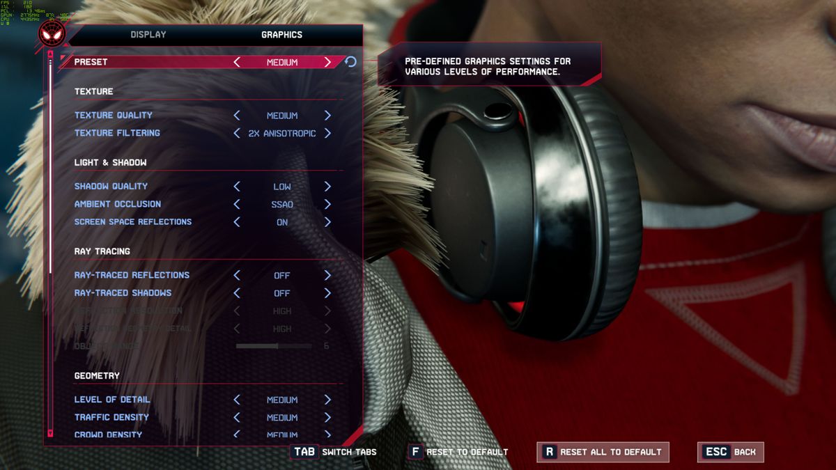 Spider-Man Miles Morales PC Settings