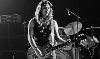 Tommy Bolin plays his legendary Gibson Les Paul at Columbia rehearsal studios in Los Angeles, California in November 1975