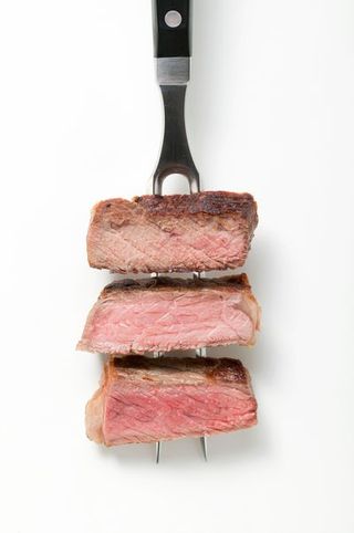 Beef, Pork, Food, Red meat, Meat, Animal product, Animal fat, Kitchen utensil, Venison, Steak,