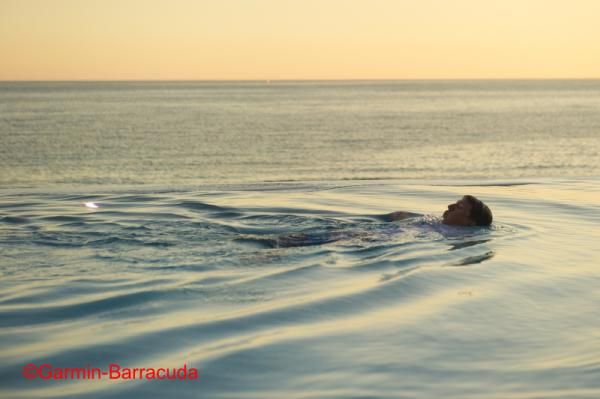 A Garmin rider braves the cold waters