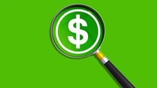 Magnifying glass with dollar sign and a green background