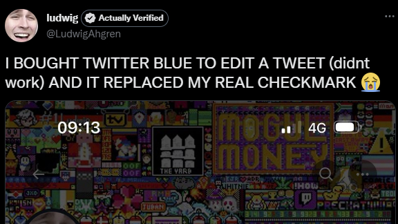 Ludwig Ahgren has paid for Twitter Verification but, because he had it the proper way too, is classified as an Actually Verified account
