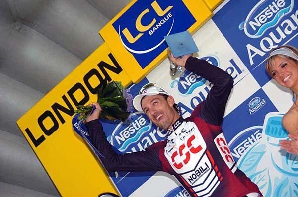 Cancellara on the podium in London.