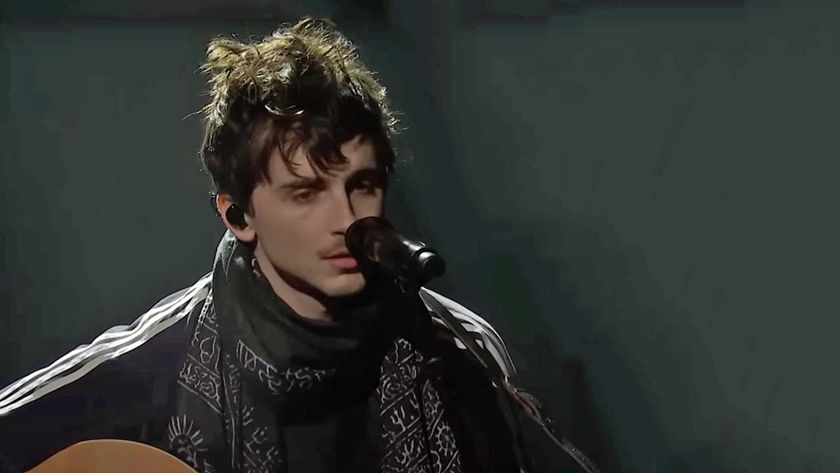 Timothée Chalamet performing on Saturday Night Live