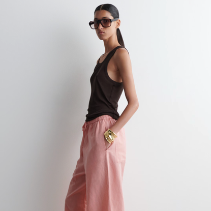 Cos pink trousers brown top