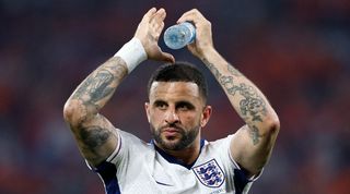 Kyle Walker applauds England fans after the semi-final win over the Netherlands at Euro 2024.
