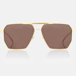 Bottega Veneta gold frame aviator big oversized sunglasses 