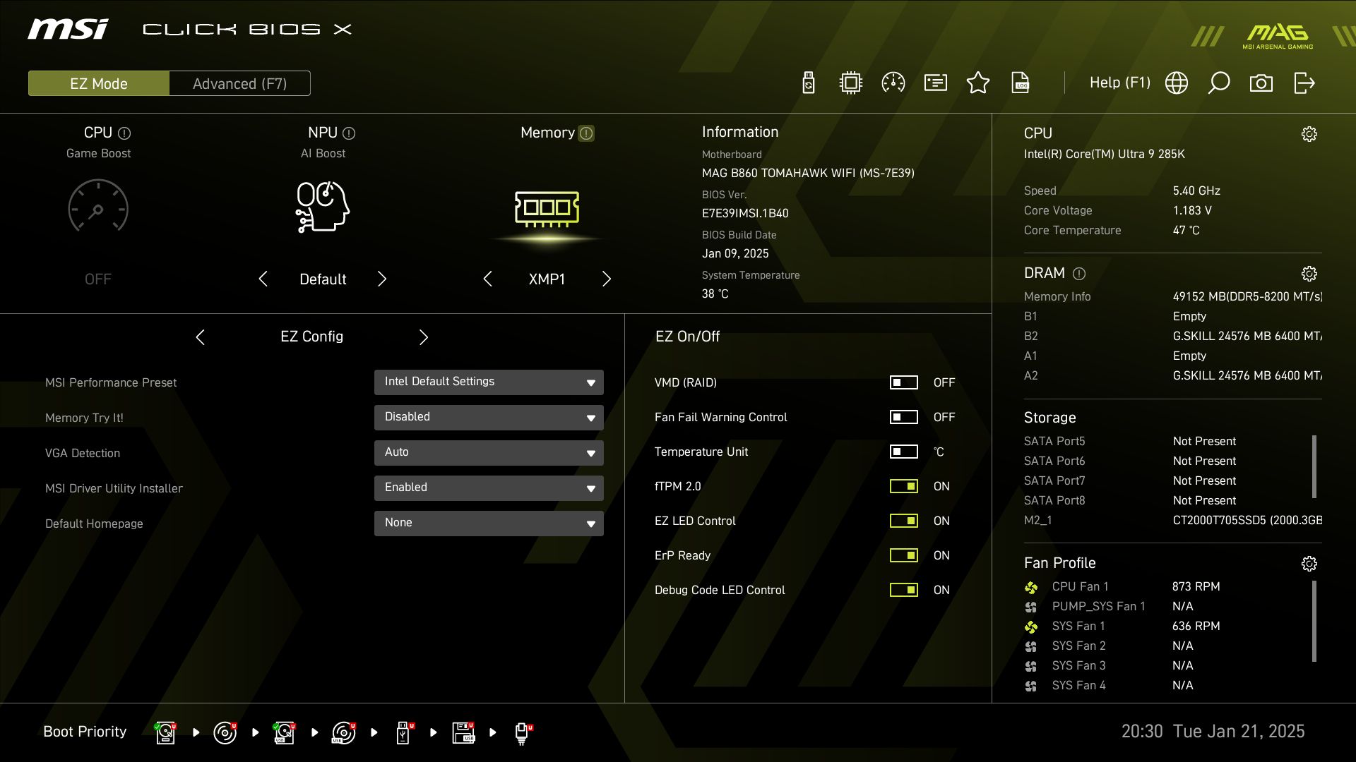 MSI MAG B860 Tomahawk Wifi