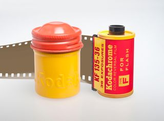 Kodachrome F 35mm film in the 1940s came in a distinct yellow and red screwtop cannister