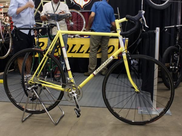 Rebolledo Cycles brought along their usual collection of classically style road bikes. This one was built for a customer that specifically required lower gearing and a more upright position.