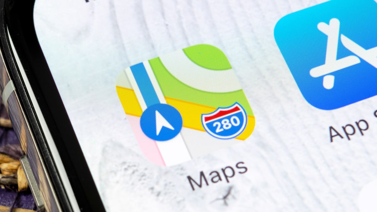 A photo of the Apple Maps app tile displayed on an iPhone screen