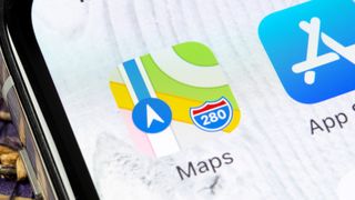 A photo of the Apple Maps app tile displayed on an iPhone screen