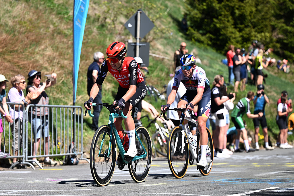 FRANKFURT AM MAIN GERMANY MAY 01 LR Pierre Thierry of France and Team Arkea BB Hotels and Laurence Pithie of New Zealand and Team Red Bull BORA hansgrohe compete in the breakaway climbing to Feldberg 853m while fans cheer during the 62nd EschbornFrankfurt 2025 a 1987km one day race from Eschborn to Frankfurt am Main UCIWT on May 01 2025 in Frankfurt am Main Germany Photo by Christian KasparBartkeGetty Images