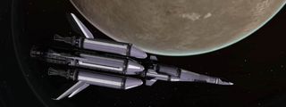 Kerbal Space Program 2 from Private Division will include advanced propulsion concepts for space exploration, including this cosmic "torchship" design.
