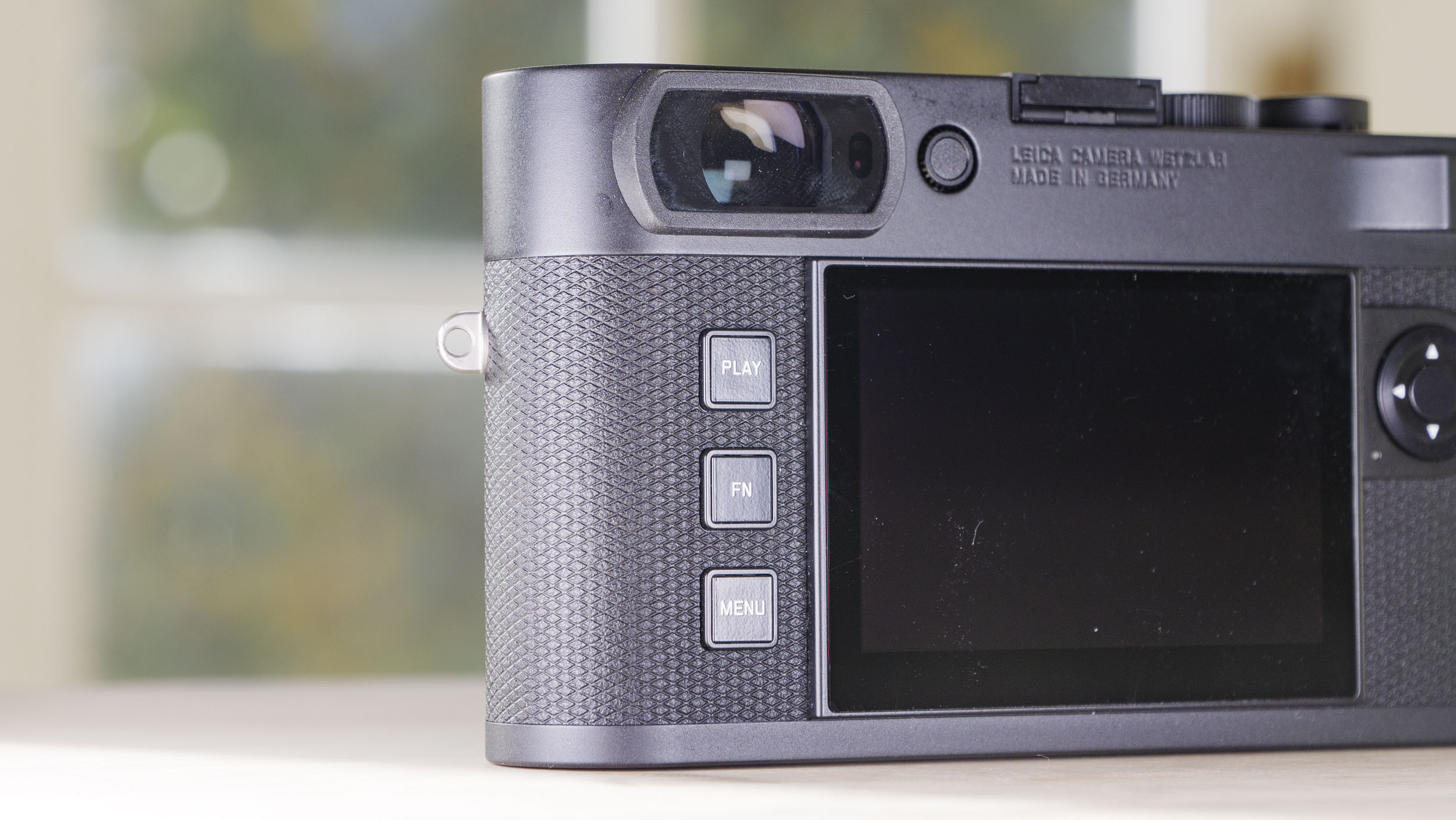 Close up of the Leica M EV1 camera's rear buttons