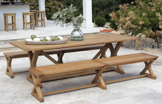 Romi 8 ft. farmhouse teak picnic set from Country Casual Teak