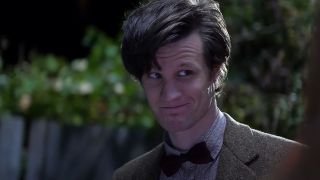 Matt Smith smiling as the 11th Doctor.